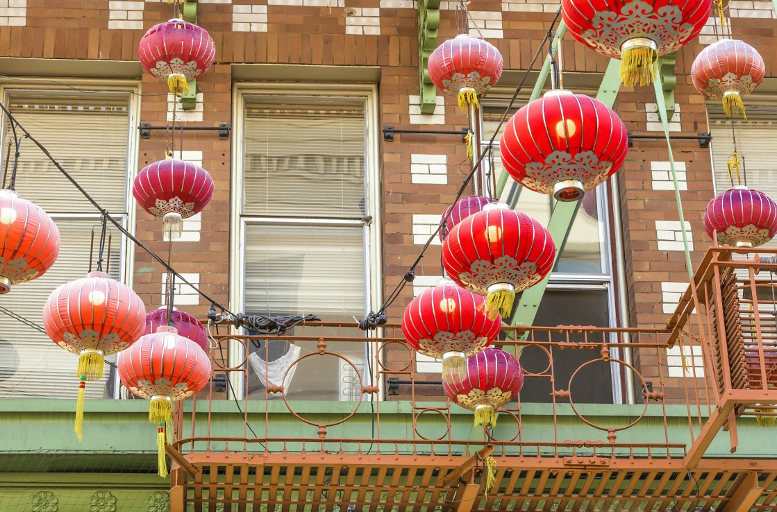 Ikonische Ballons in San Franciscos Chinatown
